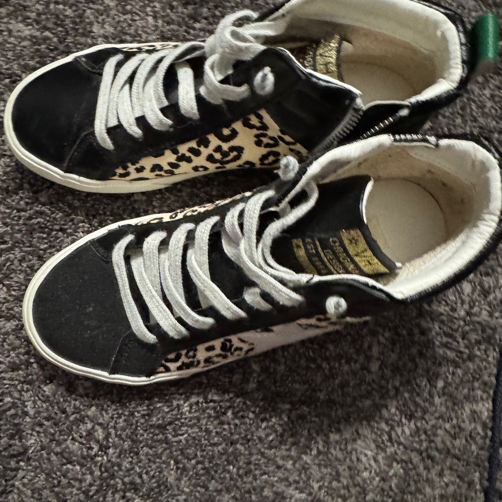 Vintage Havana Black and Leopard Kids Sneakers